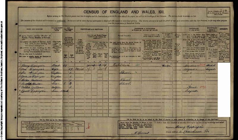 Rippington (Henry) 1911 Census